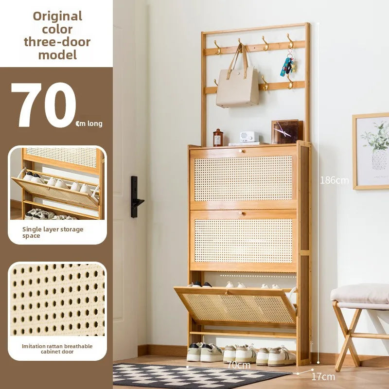 Shoe rack Multi-layer household door Coat rack Entry door Hanging hanger Integrated rental room Shoe rack Simple shoe cabinet Oasis Select Single primary 3-70