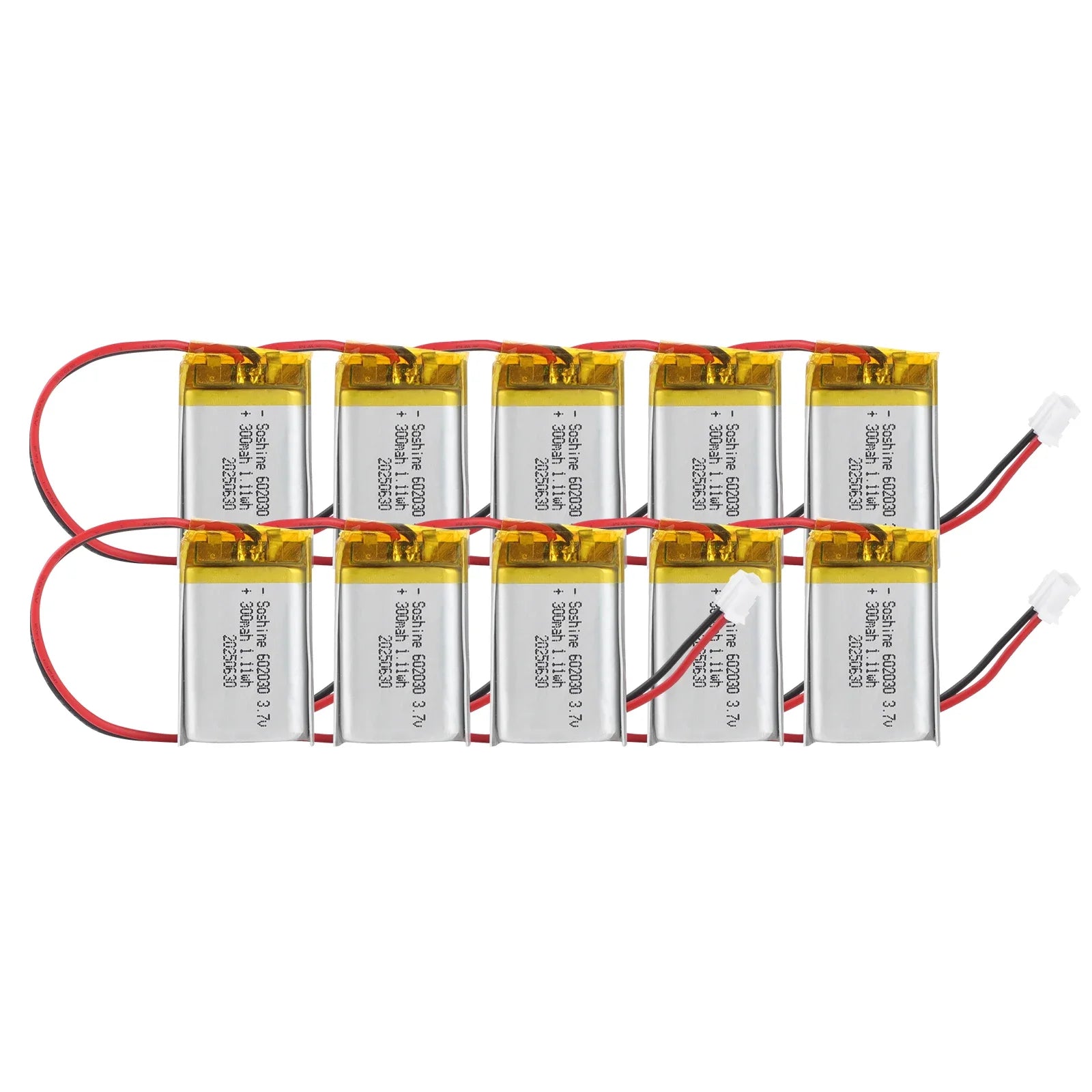 patozm 602030 300mAh Lithium Rechargeable Battery 3.7V Li-ion Polymer Battery for Bluetooth Headset Speaker Monitor Self-Timer Oasis Select 602030 battery 10pc