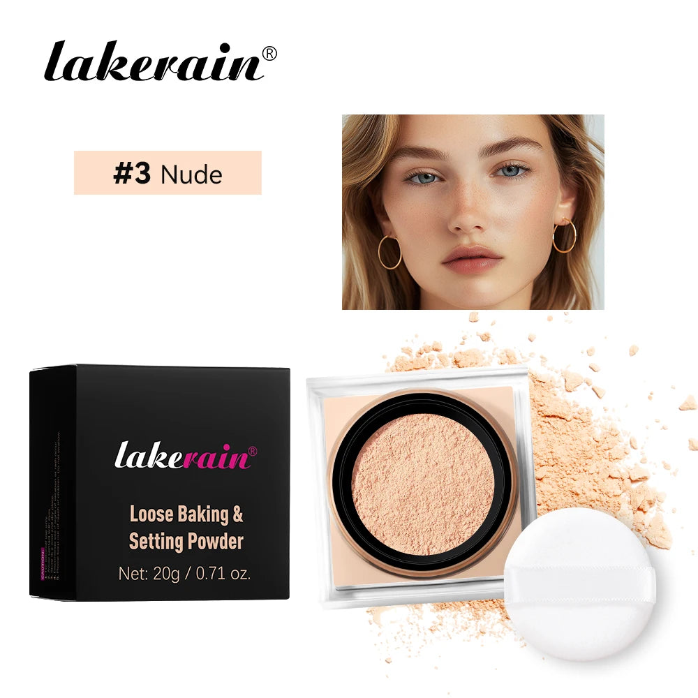 Loose Setting Powder And Puff Set Oil Control Long Lasting Natural Face Smooth Matte Finish Loose Powder Makeup Cosmetics Oasis Select Nude And Puff