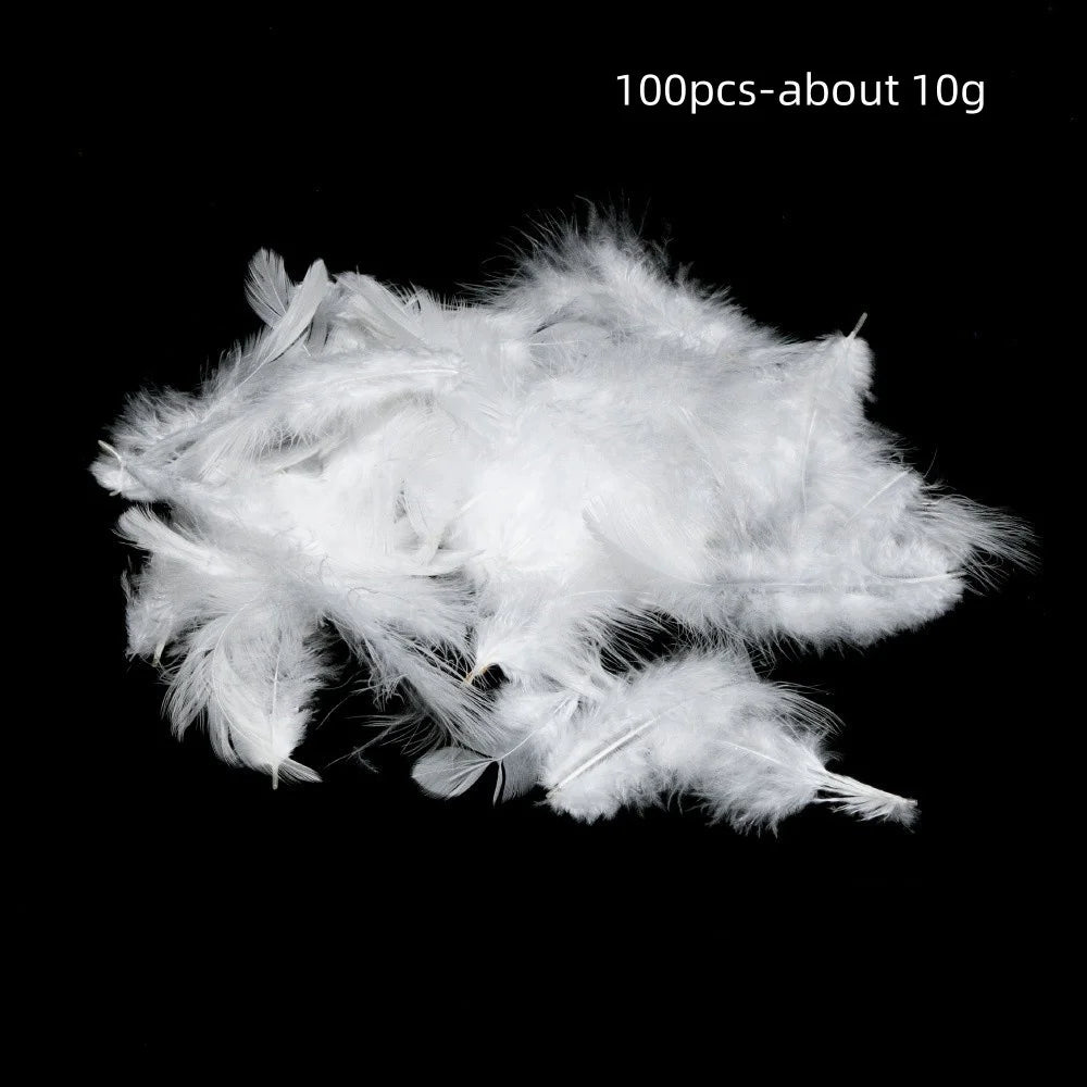 100PCS Small Goose Feathers for DIY Crafts 5-8cm Coloed Swan Plumes Wedding Party Handicraft Accessories Dream Catcher Feathers Oasis Select White