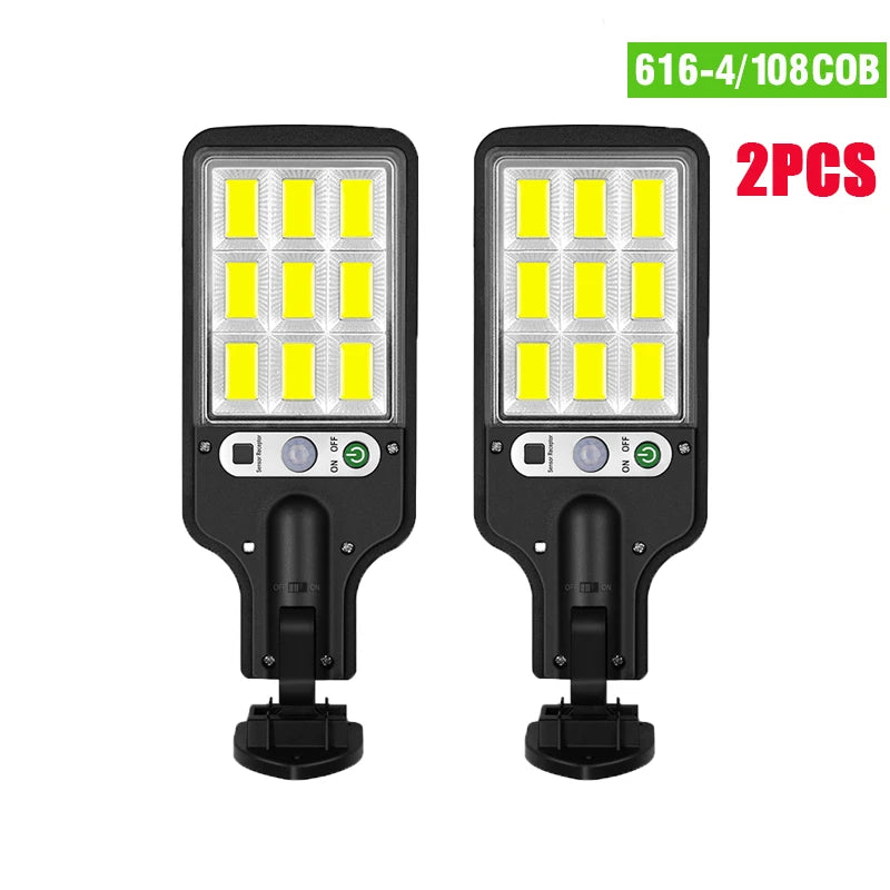 108 COB Sensor Street Lamp 3 Light Modes Outdoor Rechargeable Security Solar Lamps for Garden Patio Path Remote Control Light Oasis Select 2PCS 108COB