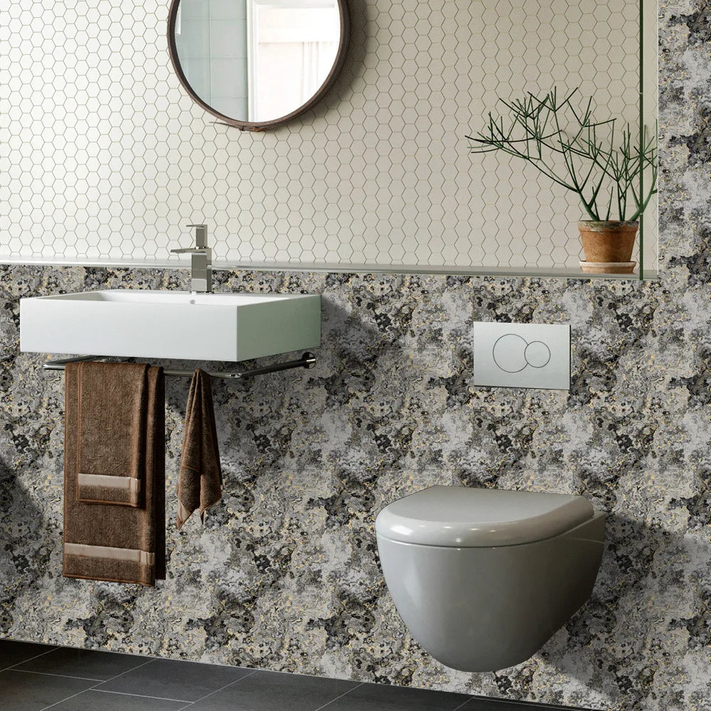 The Thickened Film-coated Crystal Texture Decorative Self-adhesive Paper Wallpaper with Marble-patterned Tiles Wall Stickers Oasis Select