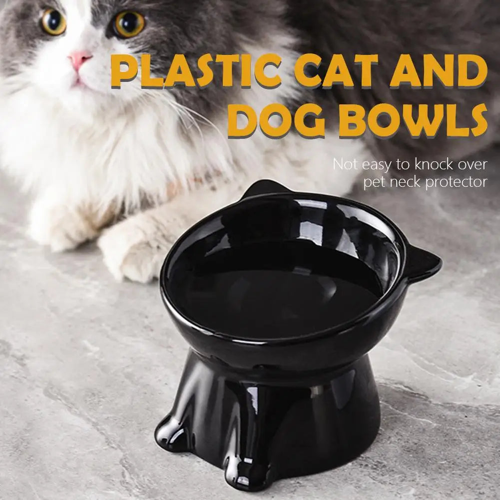 New cat bowl with long ears and high feet bowl with cat and dog neck protection and anti-overturning plastic raised pet bowl Oasis Select