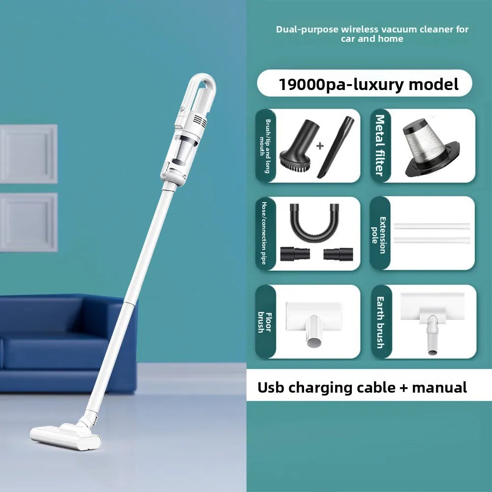 Multifunction Home-appliance 6500Pa Cleaning Machine Powerful Wireless Car Vacuum Cleaner Metal Strainer Portable Handheld Oasis Select White
