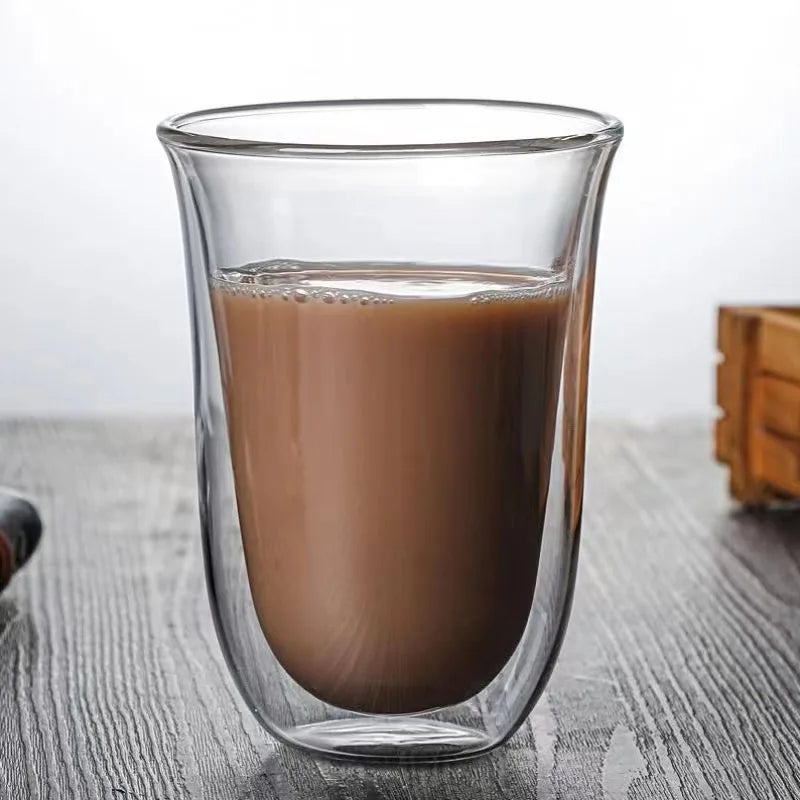 2pcs 80/150/220ml Double Wall Coffee Cup Heat Insulation Glass Cup Beer Milk Water Cups Transparent Cup Glass Drinkware Mug Oasis Select