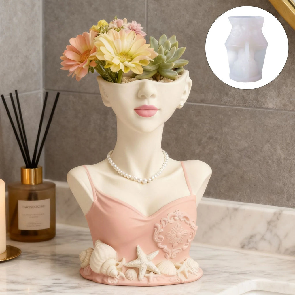 Girl Aromatherapy Gypsum Cup Mold DIY Drip Storage Cup Flowerpot Ornament Silicone Mold Oasis Select