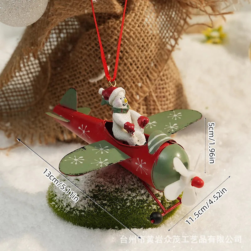 Christmas Ironwork Airplane Pendants Home Iron Handicrafts Snowmen Reindeer Christmas Tree Pendants Oasis Select Style 3