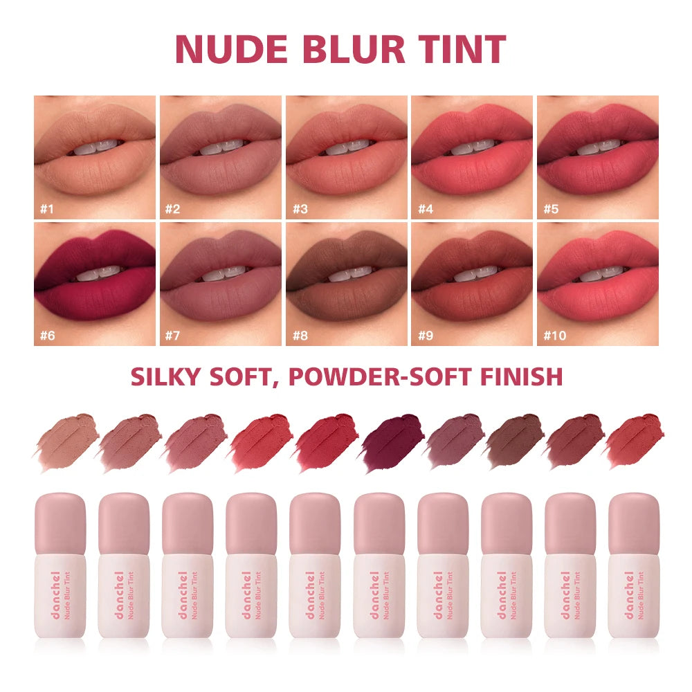 10 Shades Nude Blurring Lip Tint 2-in-1 Lightweight Long-Lasting Non-sticky Velvet Lip & Cheek Blush Lipgloss Daily Cosmetics Oasis Select