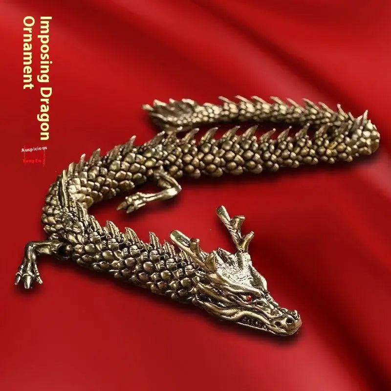 1Pcs Moveable Body Joints Antique Alloy Lucky Dragon Desktop Office Crafts 3D Dragon Statue Ornament Home Decoration Gifts Oasis Select
