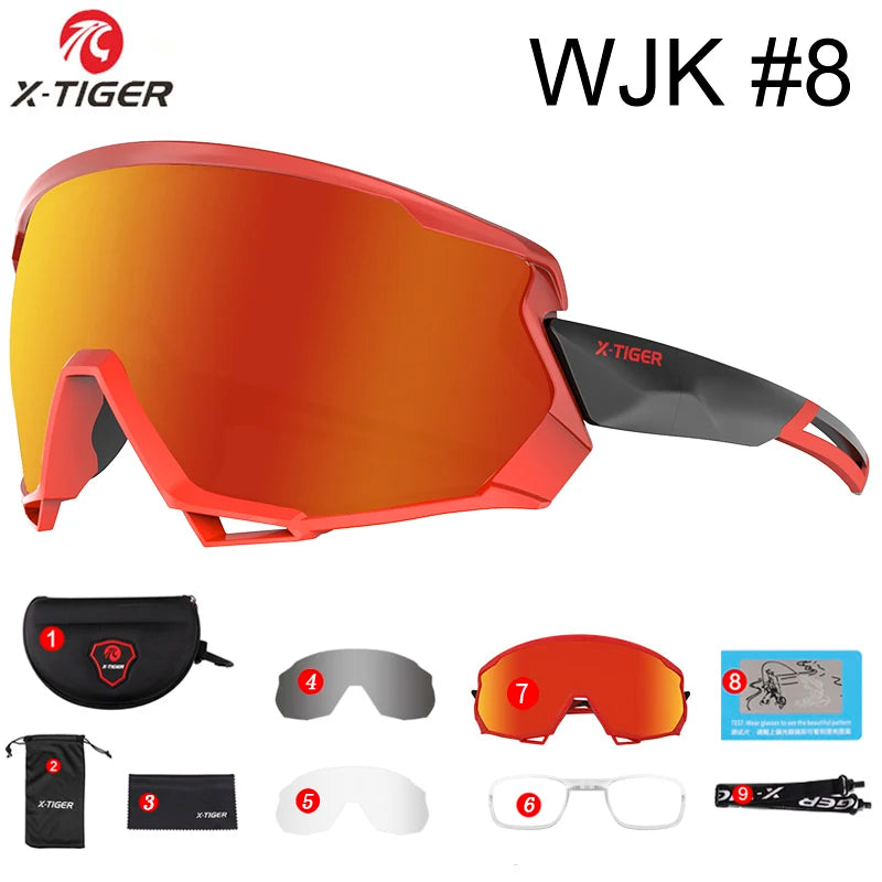 X-TIGER Bike Polarized Sports Sunglasses with 5 Interchangeable Lenses for Mens Womens Baseball Running Fishing Cycling Eyewear Oasis Select X-YJ-WJK08-3