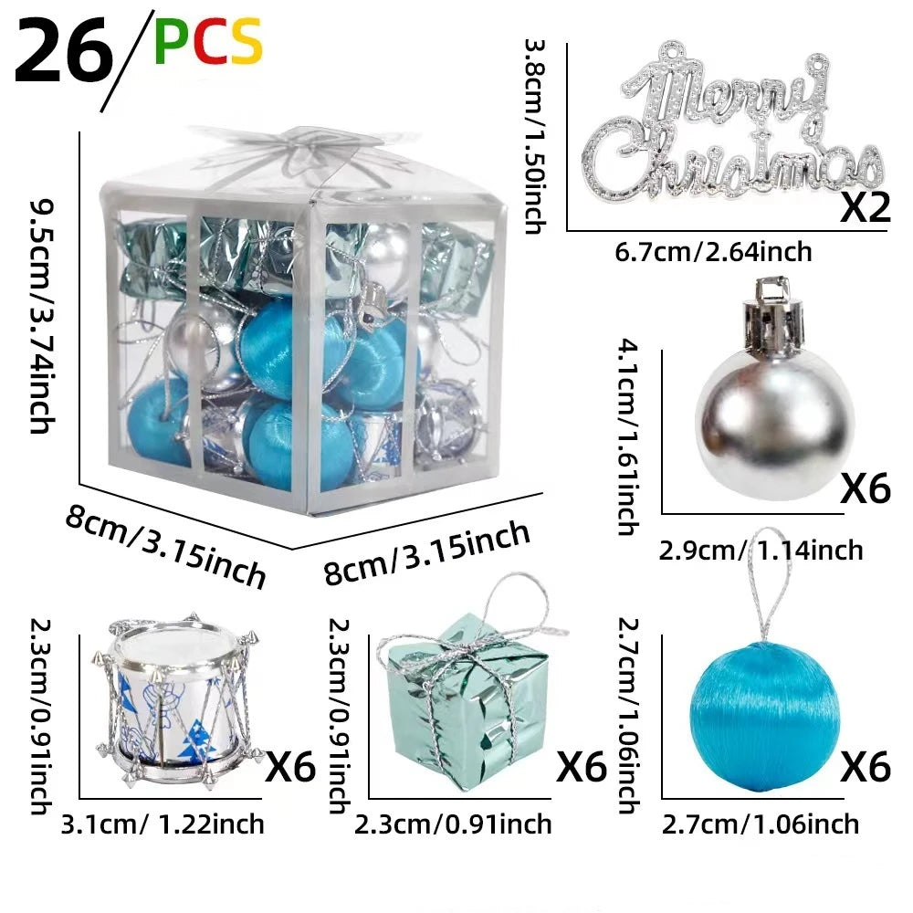 26-Piece Christmas Ball Ornaments Set | Tree Hanging Decor