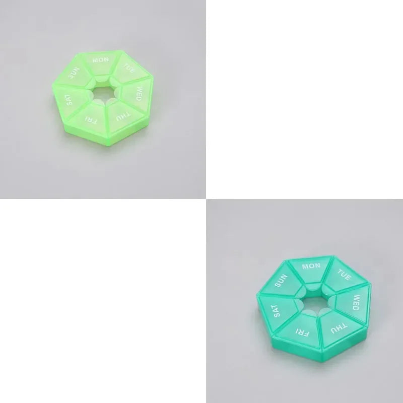 1/2/3Pcs A Week 7 Corners Pill Box Round 7 Boxes For One Week Small Pill Box Mini 7 Days Portable Points Medicine Jewelry Box Oasis Select 2pcs-mix 8
