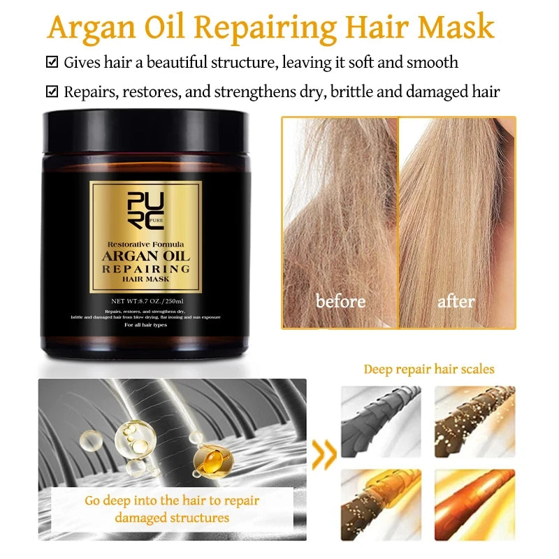 PURC Morocco Set Serum Smoothing Shampoo Conditioner And Repair Hair Mask Anti Dandruff Scalp Anti-Itch Hair Care Products Kit Oasis Select