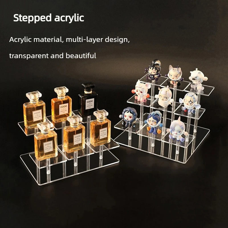 Acrylic Tiered Display Rack for Lipstick, Makeup & Figurines