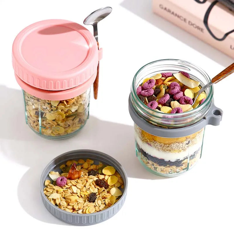 Overnight Oats Glass Container with Lid & Spoon – 300ml Food Storage Container Oasis Select