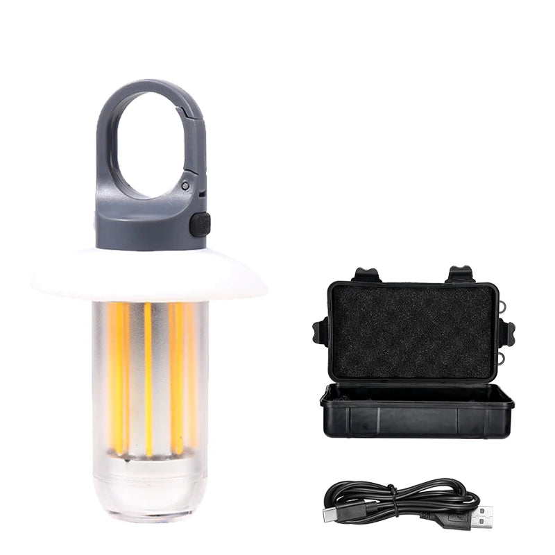 Powerful LED Flashlight USB Rechargeable 8 Tungsten Filament Camping Lantern Outdoor Portable Hook Tent Lamp Handheld Flashlight Oasis Select 1PC with Box