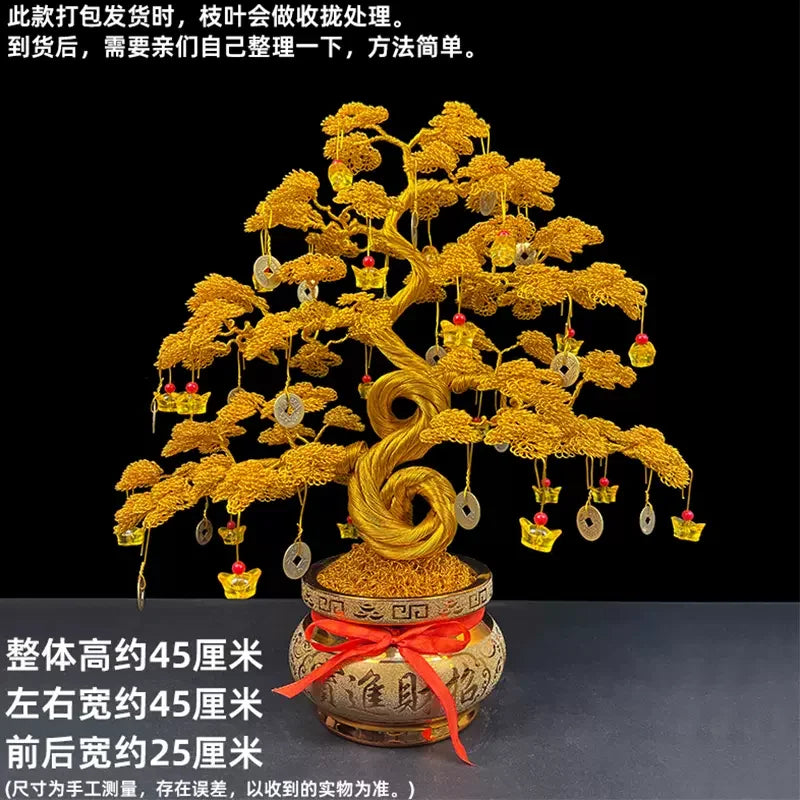 Cash cow handicraft fortune tree fortune decoration wine cabinet decoration living room office shop opening gifts Oasis Select 45x45x25cm