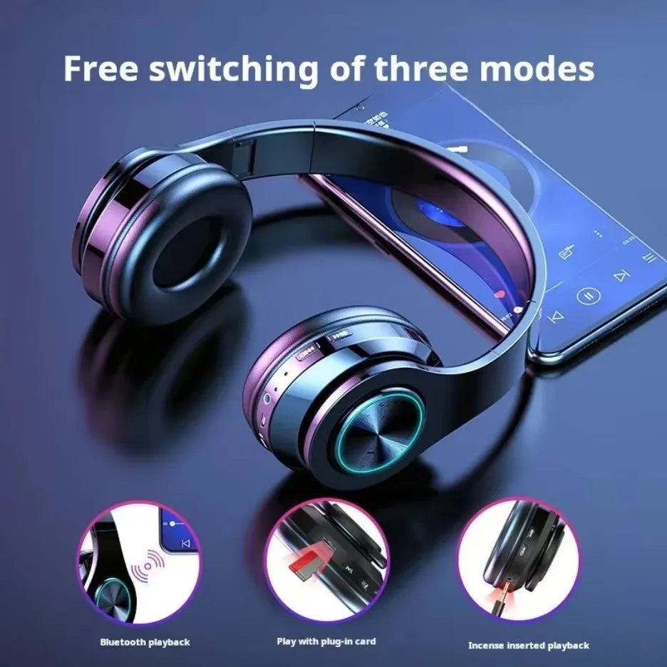 Headsets Gamer Headphones Blutooth Surround Sound Stereo Wireless Earphone USB With MicroPhone Colourful Light PC Laptop Headset Oasis Select