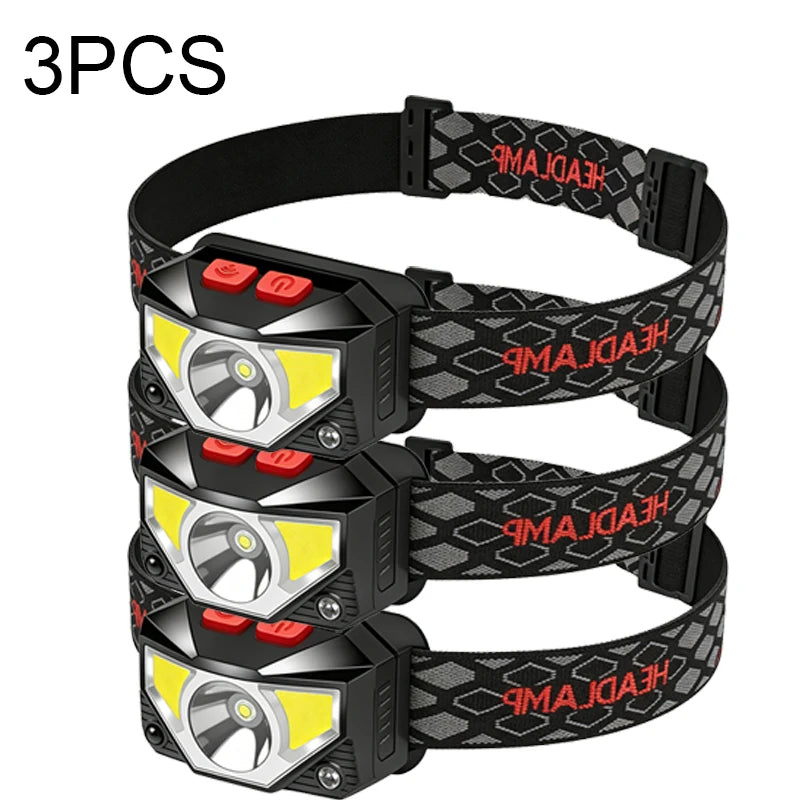 LED Sensor Headlamp USB Rechargeable – 8 Modes, Waterproof