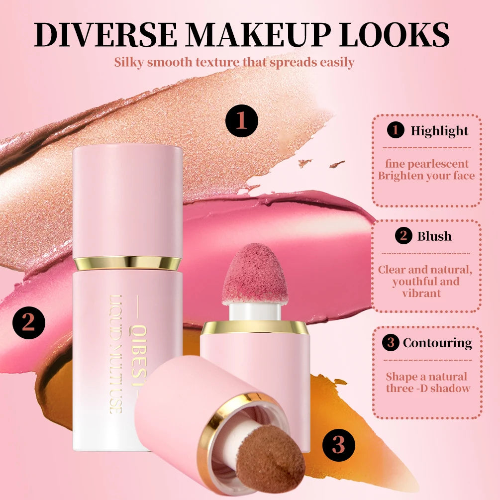QiBest Liquid Blush Highlighter & Contour Stick – 6 Shades