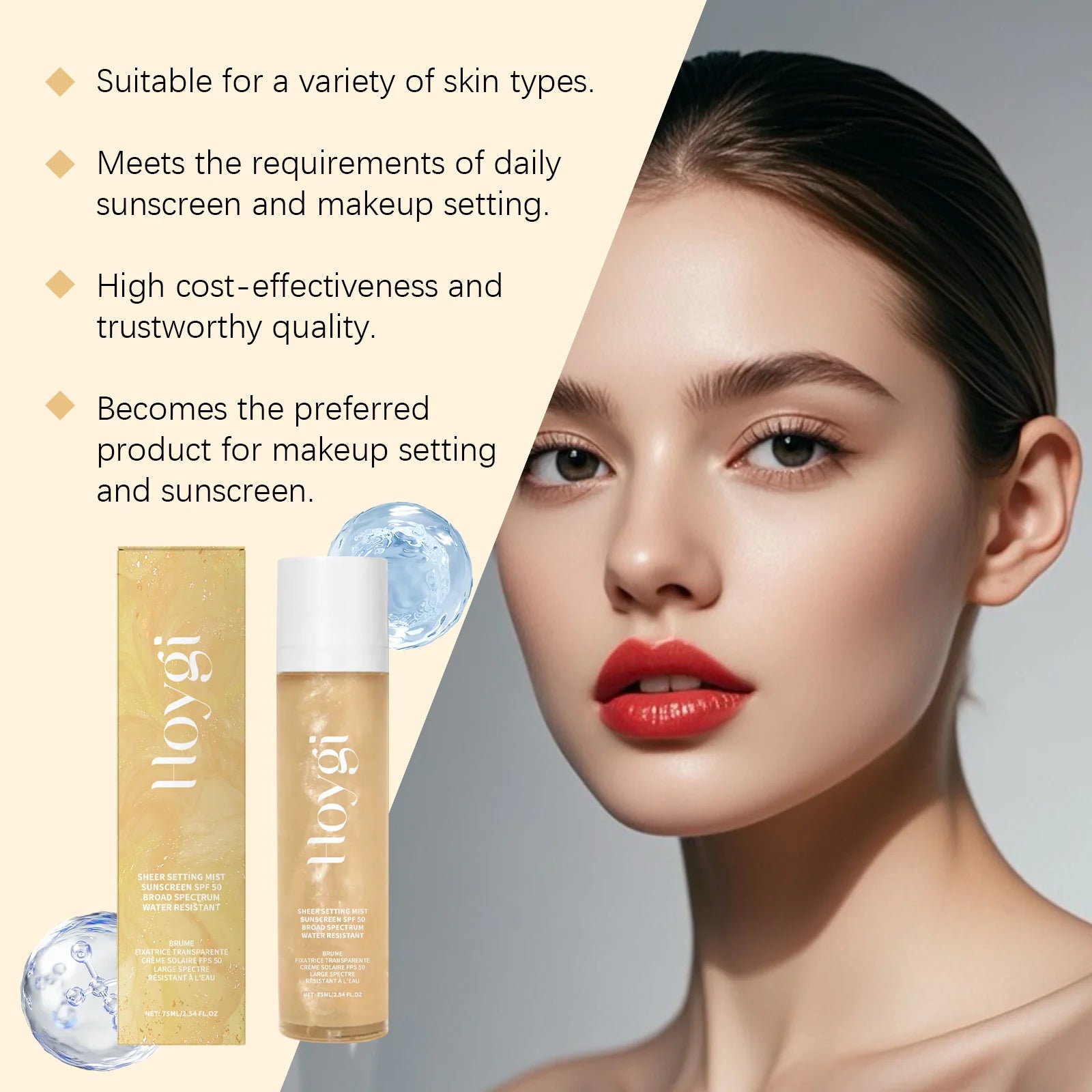 Spf 50+ Makeup Setting Spray Oil Control Natural Refreshing Waterproof Lasting Makeup Fixer Sun Protection Face Mist Cosmetics Oasis Select