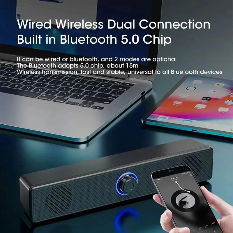 AyeBeau Bluetooth 5.3 Soundbar – PC, TV & Laptop Speaker