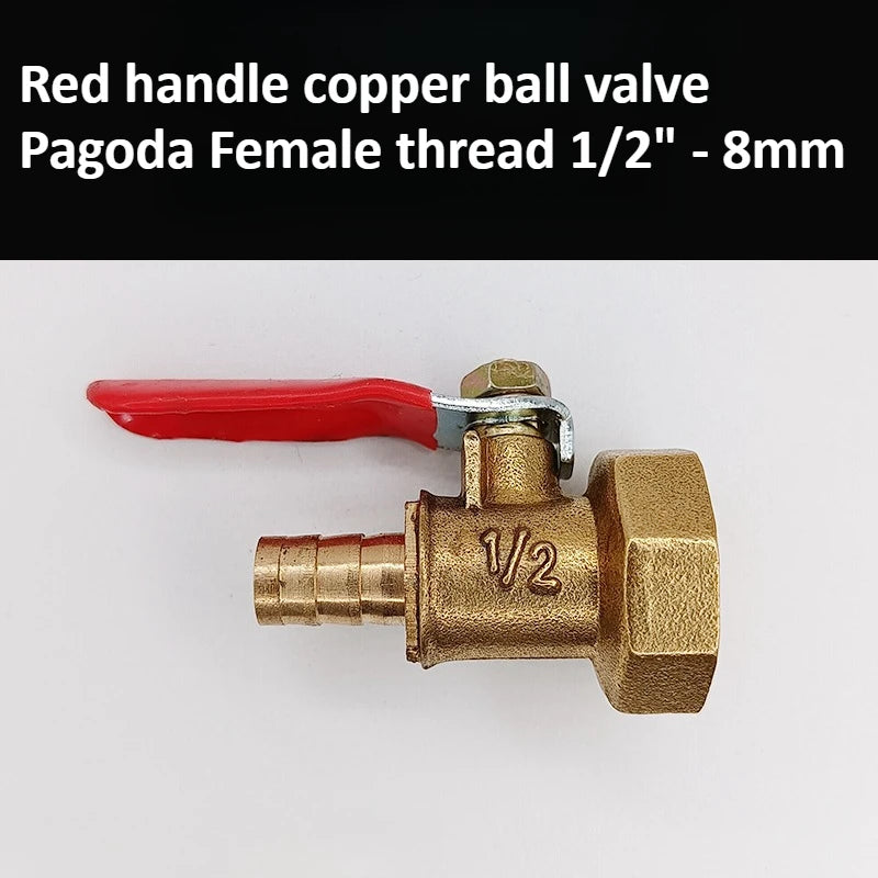 Brass Pagoda Ball Valve 1/2/3/4 Point Female and Male Threads 6/8/10/12mm Water, Oil, Gas, Fuel Pipe Accessories Oasis Select 1l2 Female - 8mm Pagoda