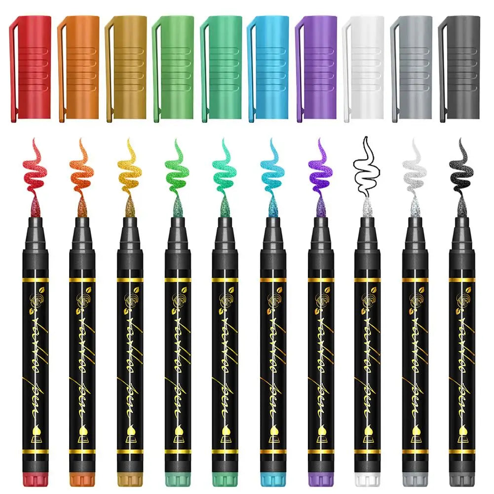 Temporary Tattoo Markers For Skin,Dual-End 10 Colors Tattoo Pens,Brush Tip Bright Colors,Face Paint Body Marker Halloween Makeup Oasis Select
