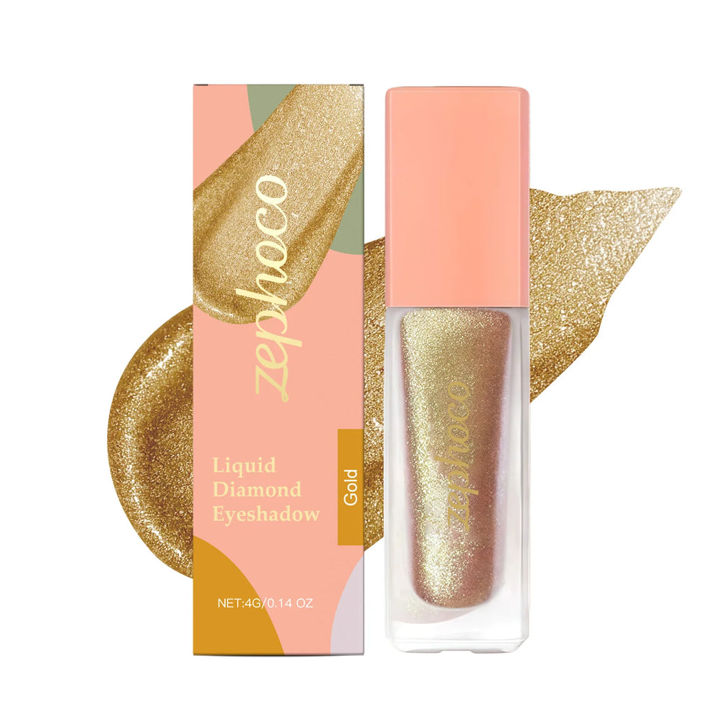 Diamond Shimmer Eyeshadow (Apricot) with Natural Pearl Fine Glitter for Everyday and Party Glam Eye Makeup Oasis Select golden