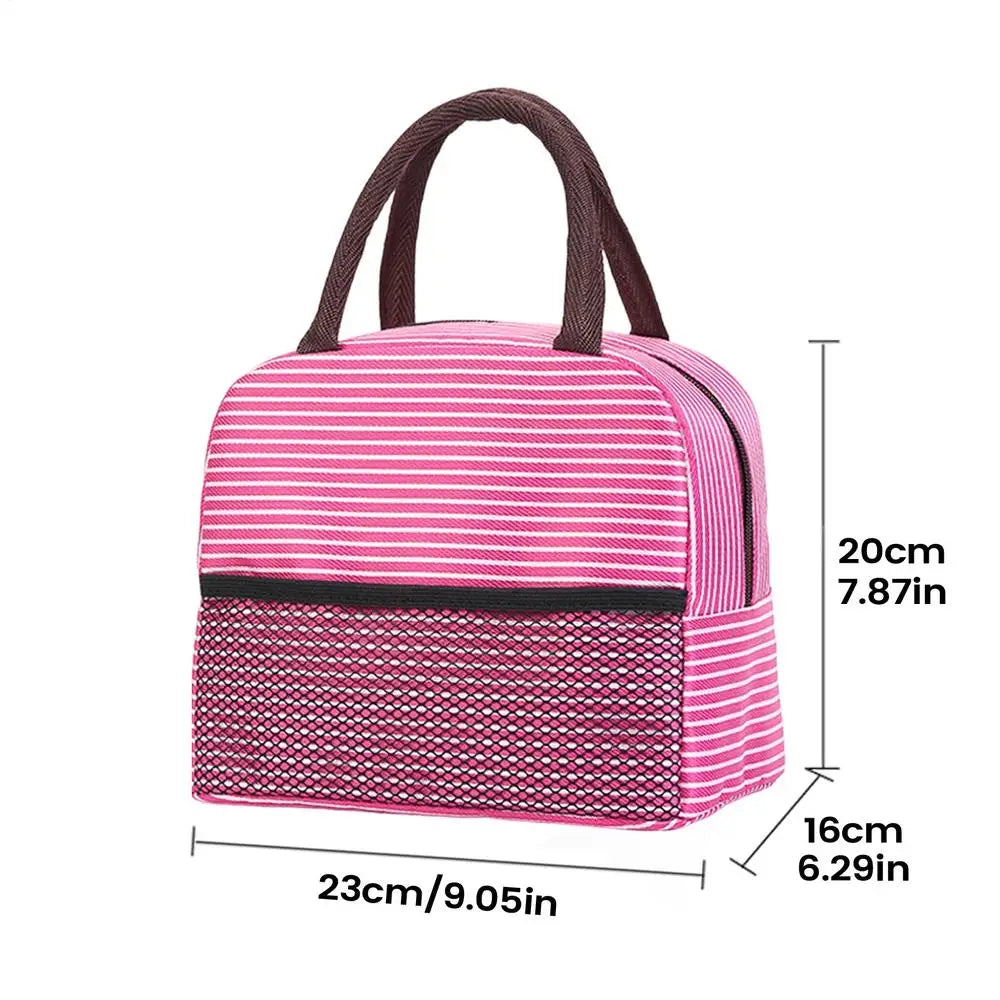 Portable Lunch Bag Waterproof Thermal Insulated Lunch Box Bento Pouch Dinner Insulation Bag Student Thickened Cute Lunch Bag Oasis Select Hot Pink