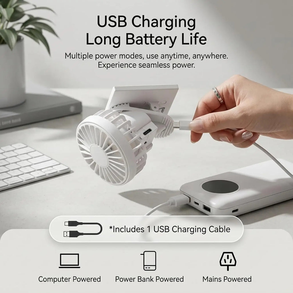 Solar Powered Clip Fan with Adjustable Angle, Portable Personal Cooling Fan for Hat, Desk, Camping, Hiking, Travel, Eco-Friendly Oasis Select