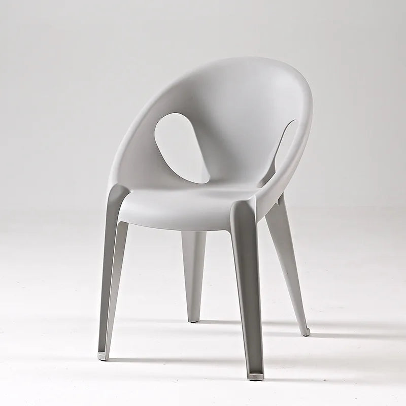 Hollow chair simple light luxury Nordic backrest chair outdoor home thickened casual dining chair rattan chair balcony stool Oasis Select Grey 2 pieces