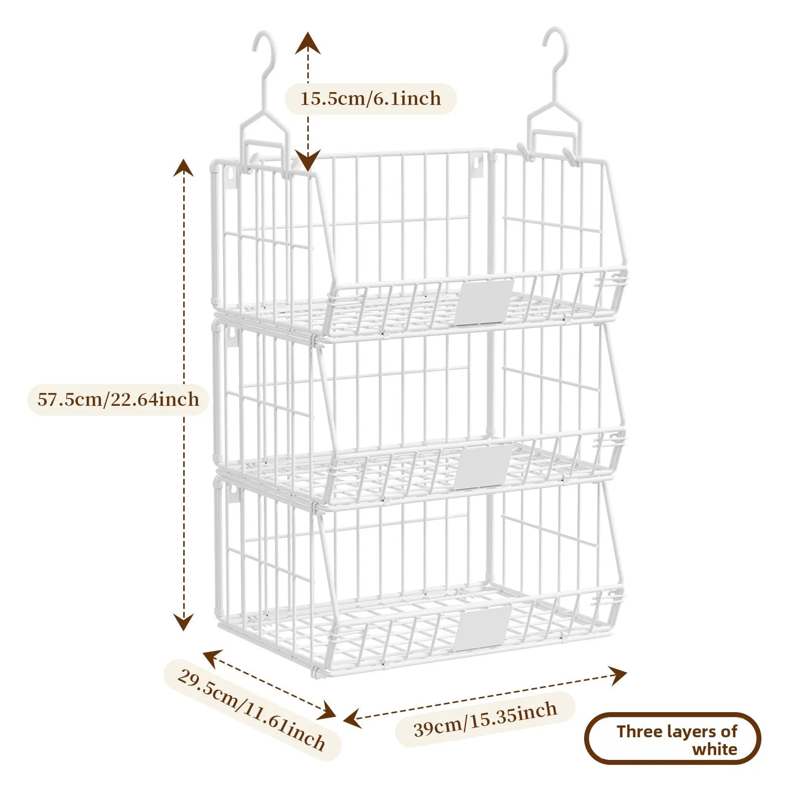 Wardrobe Storage Rack Suspended Layered Shelf Clothes Bags Organizing Basket Foldable Disassembly Storage Basket Oasis Select White three layers