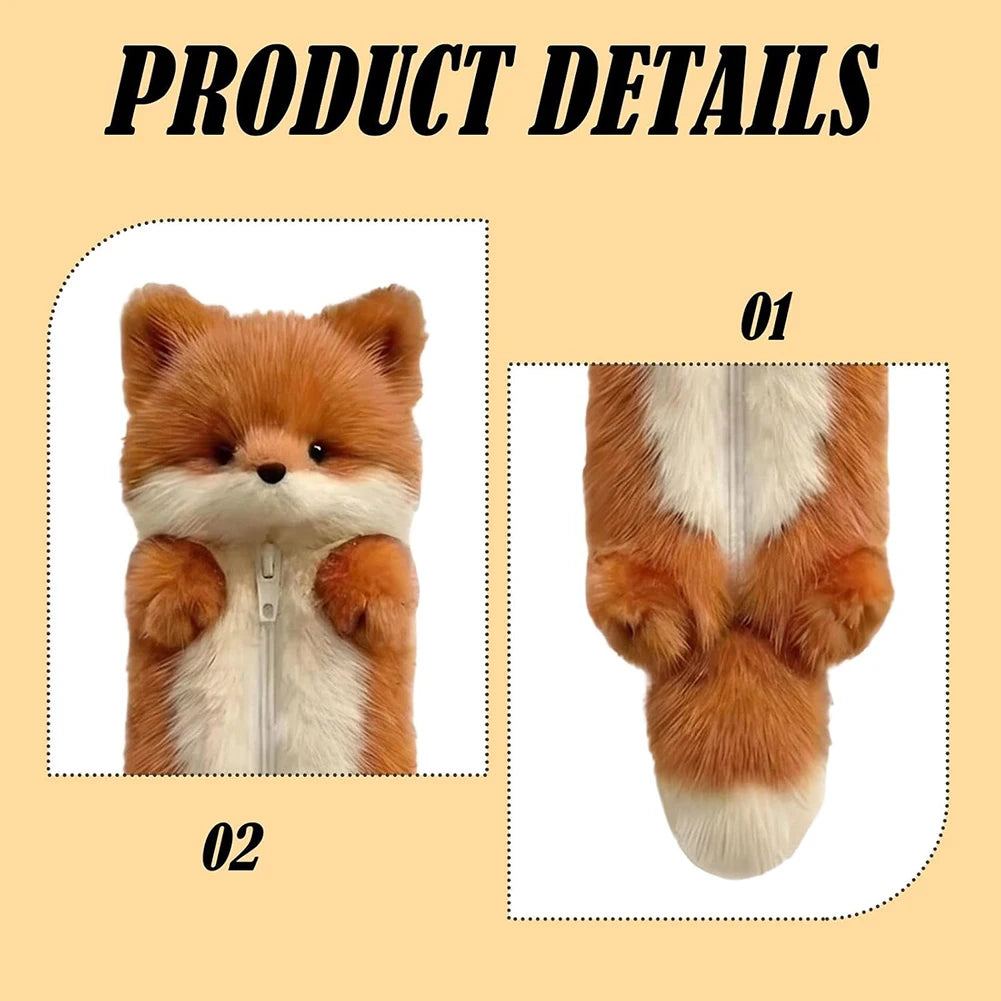 Plush Fox Pencil Case | Large Capacity Animal Stationery Pouch