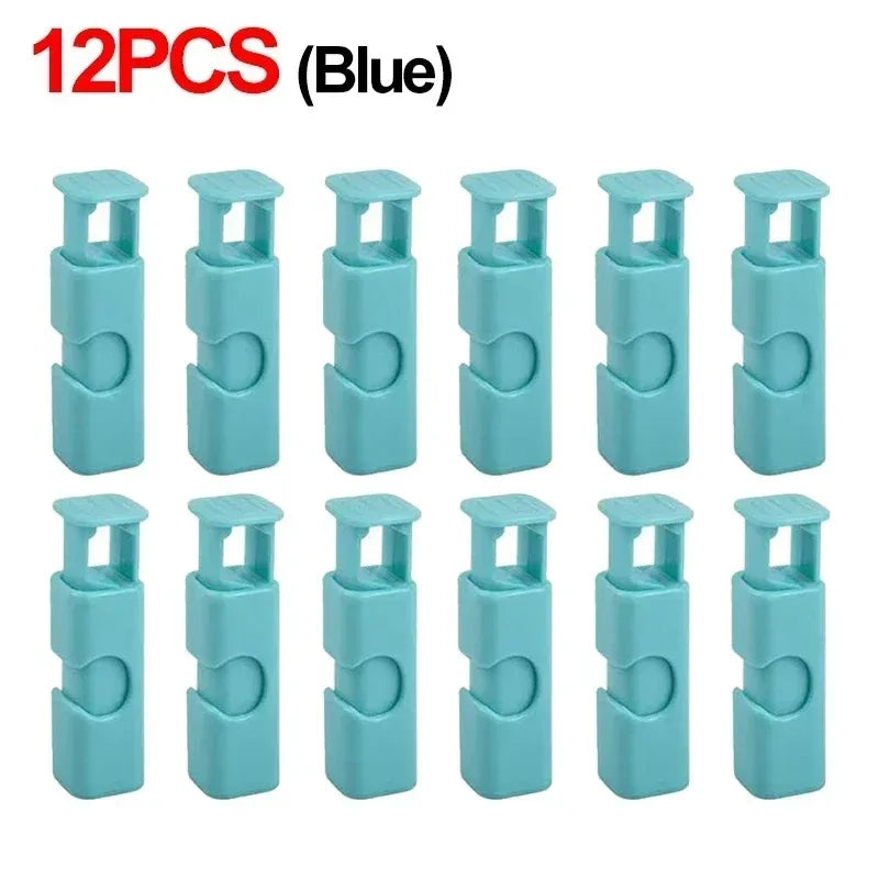 12 PCS Squeeze Bread Bag Clips Reusable Fresh Food Seal Plastic Clip Snack Bag Seal Spring Clip Home Kitchen Storage Oasis Select 12PCS BLUE