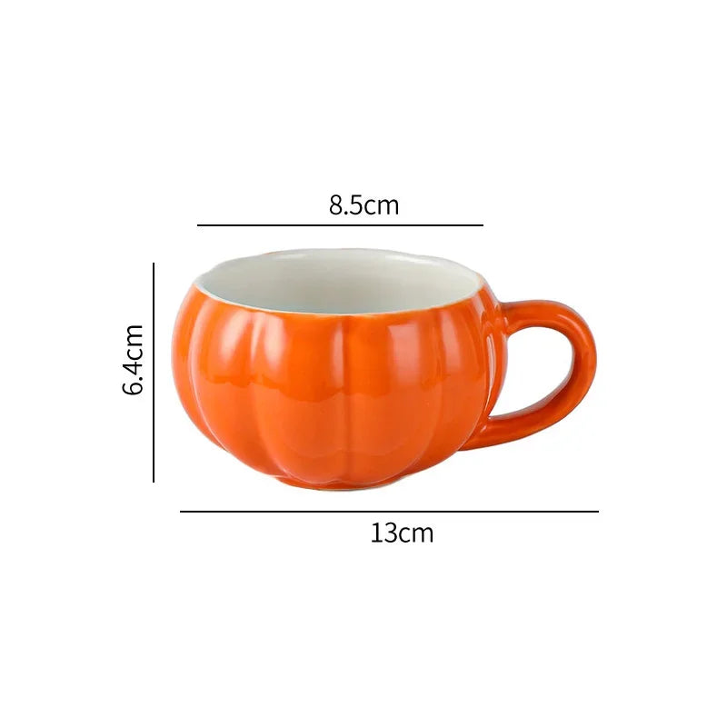 Pumpkin Mug Ceramic Cup with Spoon Halloween Creative with Handle Scalding-proof Cute Style Breakfast Milk Cups Coffee Mug Oasis Select Cup-without-lid 300ml