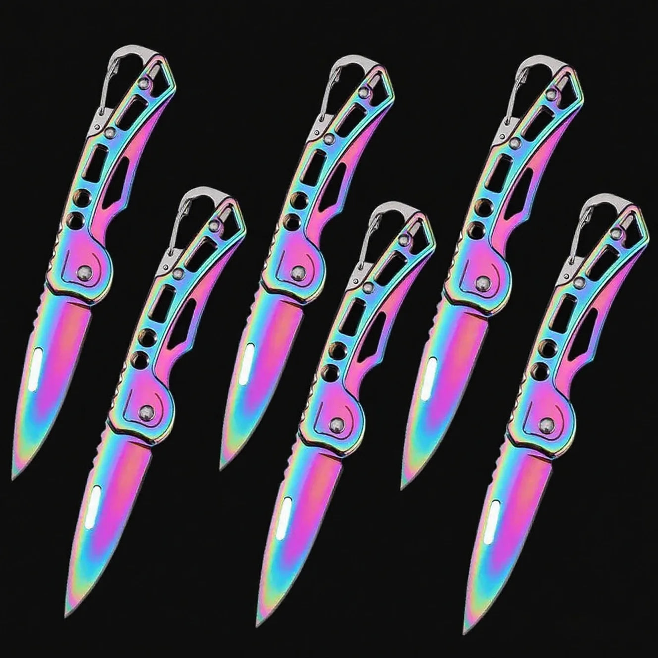 3/6pcs Folding Pocket Knife Stainless Steel Survival Hunting Camping Fishing Portable Fruit Knife Carrying Key Outdoor Tools Oasis Select