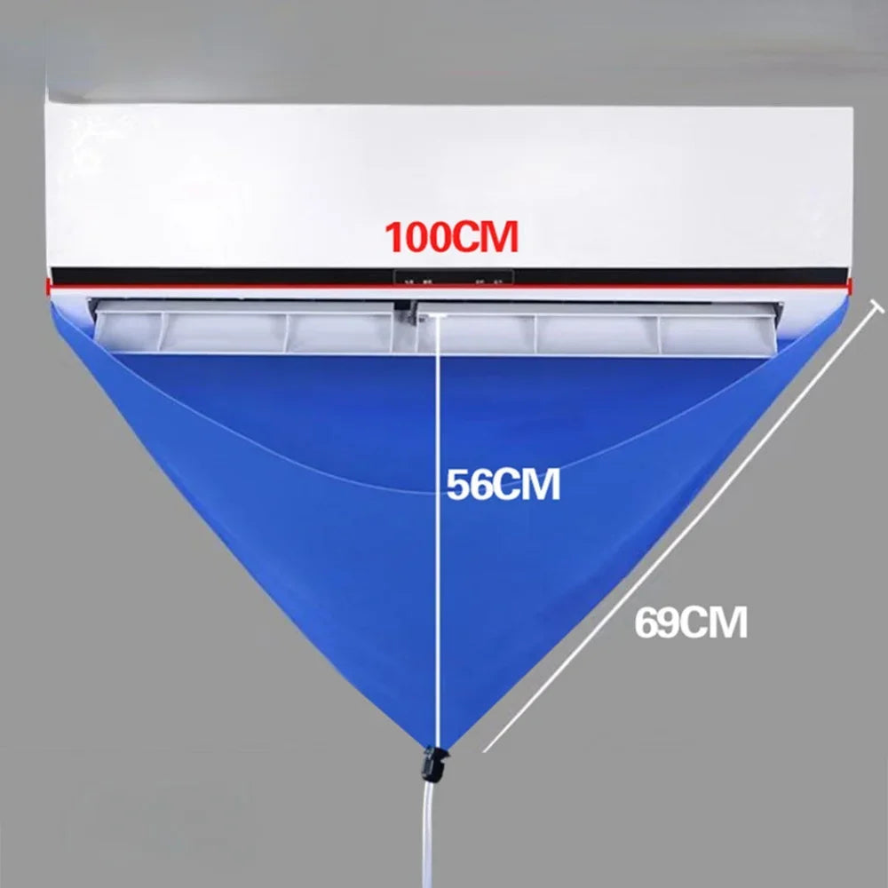 100cm PVC Air Conditioner Cleaning Cover Bag with Drain Pipe AC Cleaning Cover Bag Oasis Select Blue