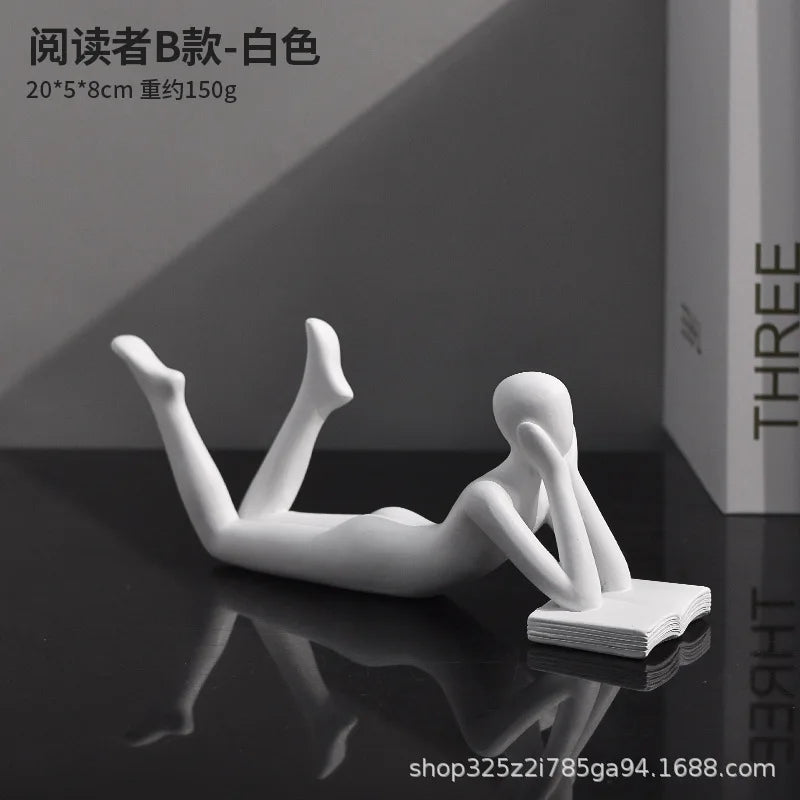 The New Creative Thinker Reads The Decoration Piece Modern Simple Home Living Room Abstract Decoration Gift Oasis Select B White