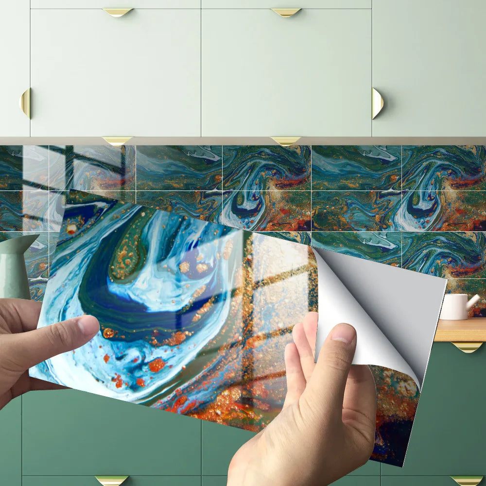 Imitation Marble Grain Tile Paste Thick Cover Crystal Film Decorative Renovation Wall Paste Wallpaper Wall Stickers Oasis Select