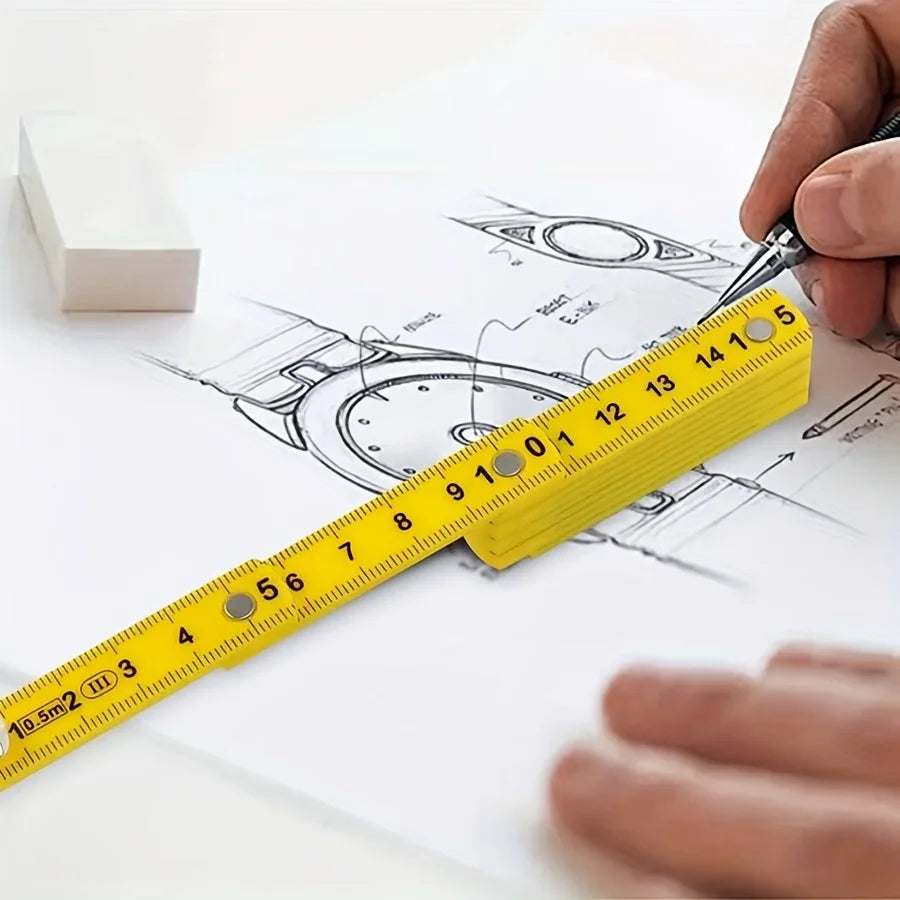 1PC Multifunctional ABS Plastic Folding Ruler,10 Folding with Keychain, Compact and Convenient To Carry, Student Measuring Ruler Oasis Select