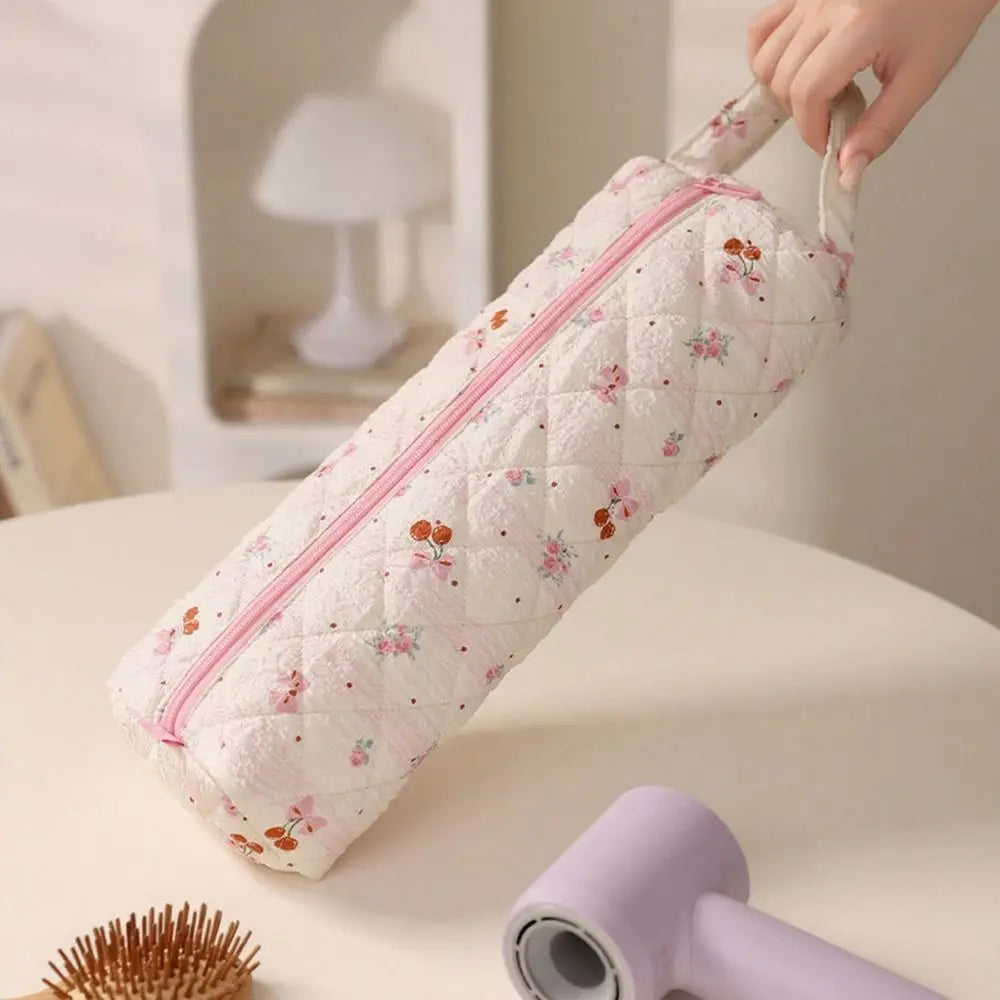 Quilting Cotton Hair Dryer Storage Bag Large Capacity Dustproof Curler Storage Bag Soft with Handle Carrying Case for Travel Oasis Select