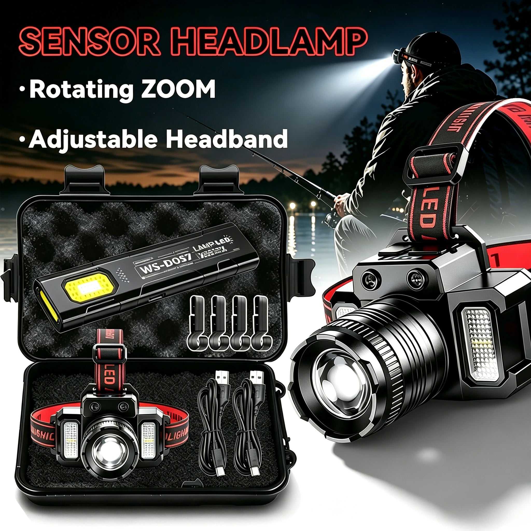 ZHIYU T51 1200LM COB LED Motion Sensor Headlamp Rechargeable
