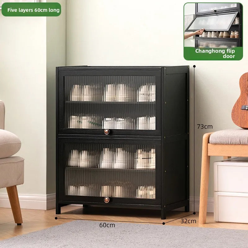Shoe cabinet storage rack household modern door large capacity simple space saving ultra-thin solid wood Oasis Select Five layers of 60