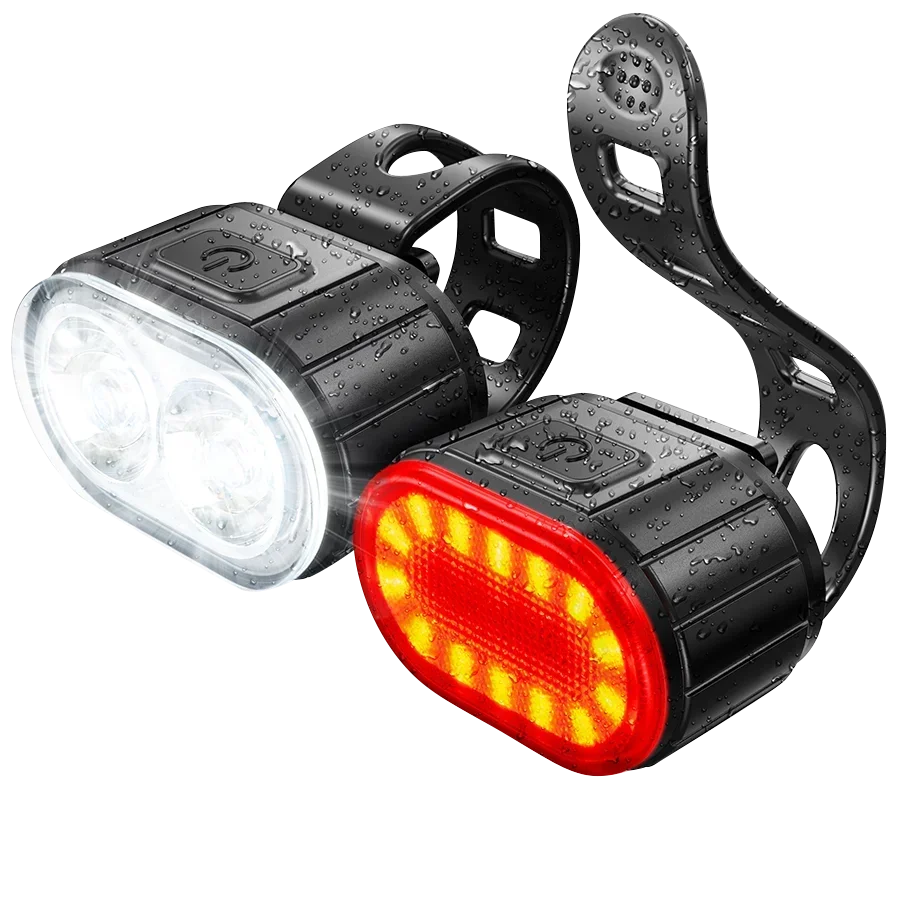 COB Bike Taillights USB Rechargeable Bicycle Safety Warning Light MTB LED Front Rear Headlight Waterproof Cycling Lamp Set Oasis Select Set 1