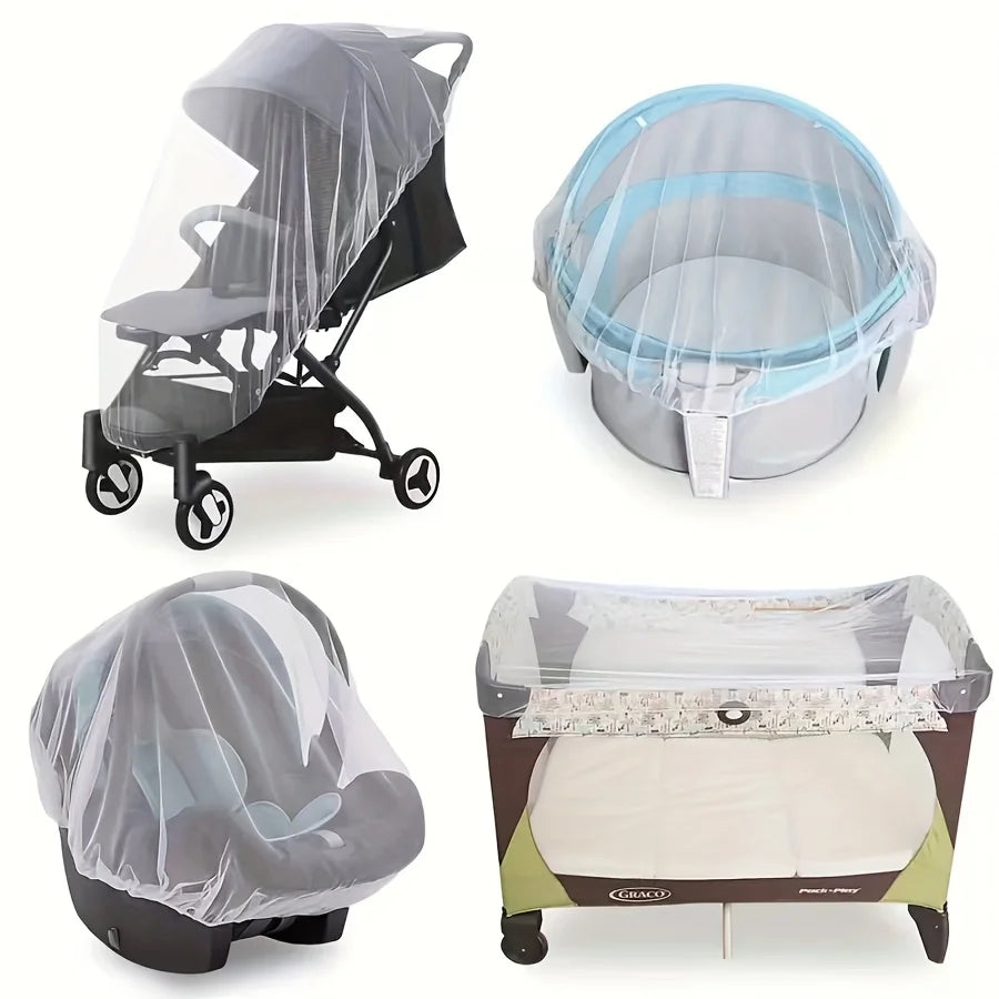 White Stretchy Mosquito Net for Strollers and Cribs Breathable Polyester Durable & Easy To Install Outdoor & Indoor Use Oasis Select