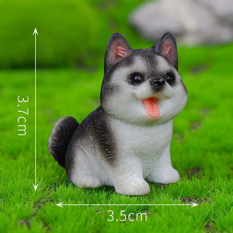 Resin Small Dog Figurine, Miniature Bonsai, Fairy Garden, Microlandscape, Crafted, Decorative Pet Statue, 1Pc Oasis Select A7 Husky
