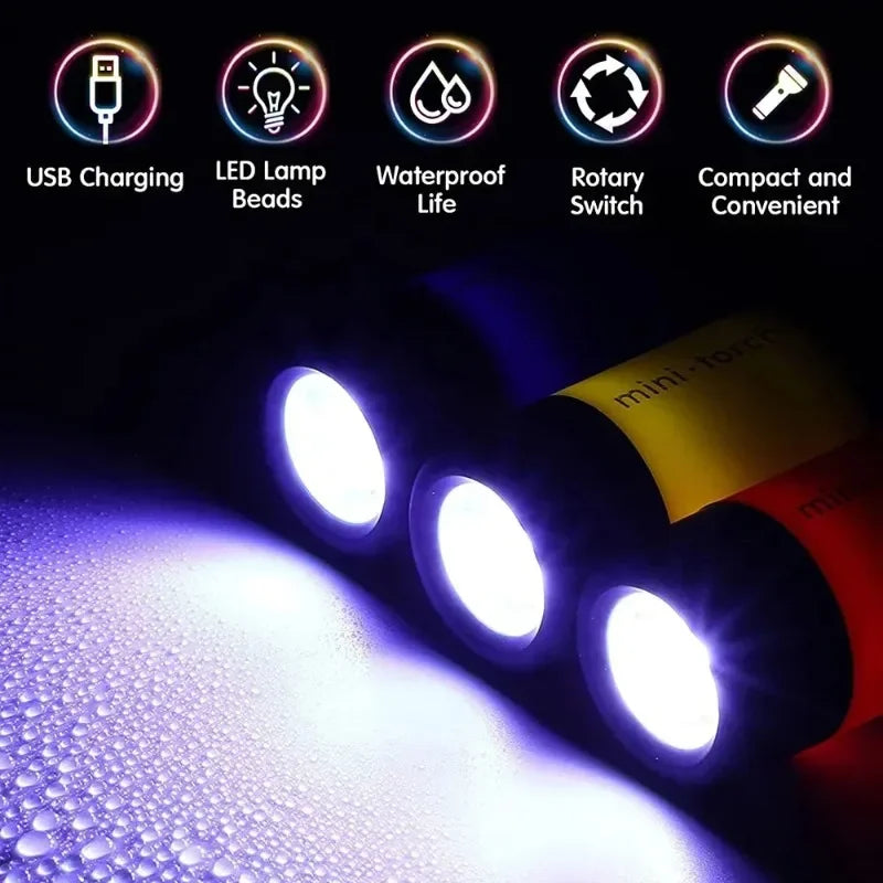 USB Rechargeable Mini LED Keychain Flashlight – Waterproof