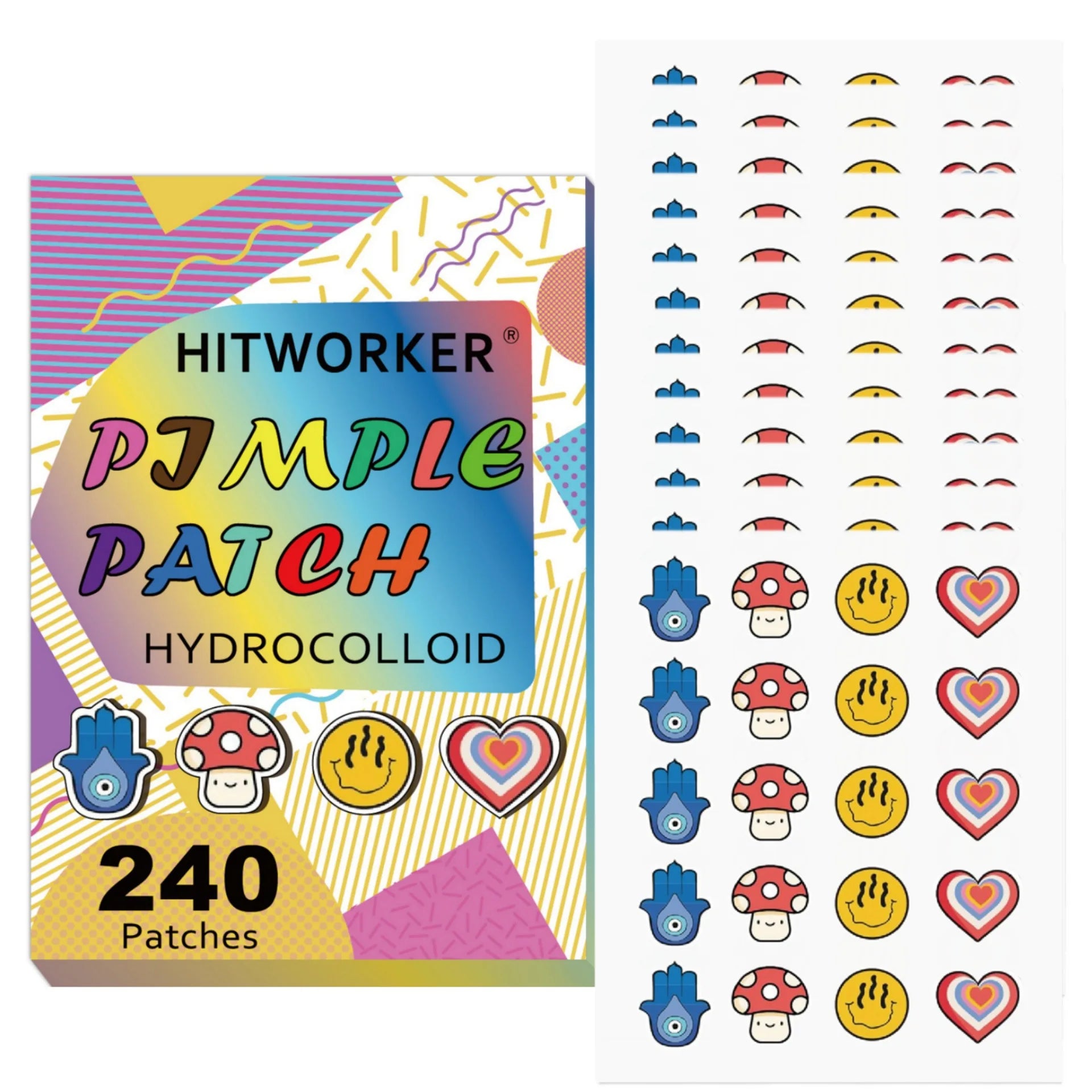 240 pieces of cute designed water-based gel acne patch, can effectively remove facial secretions, used day and night Oasis Select 240pcs