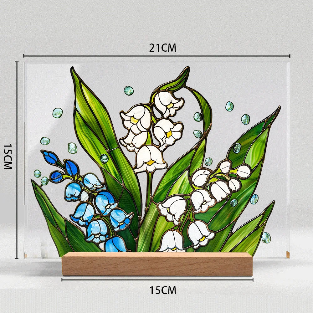 Acrylic Flower Pattern Table Room Desk Imitation Glass Texture Acrylic Desktop Decoration Holiday Gift Desk Decoration Oasis Select BTU424